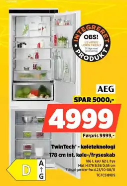 Power AEG 178 cm int. køle-/fryseskab tilbud