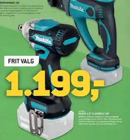 XL-BYG Makita 1/2" slagnøgle 18V tilbud