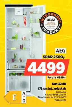Power AEG 178 cm int. køleskab tilbud
