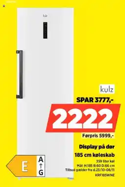 Power Kulz 185 cm køleskab tilbud