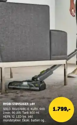 XL-BYG Ryobi støvsuger 18v tilbud