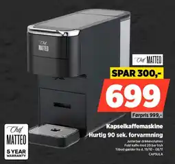 Power Chef Matteo Kapselkaffemaskine tilbud