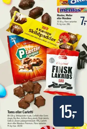 Føtex Toms chokoladeskildpadder tilbud