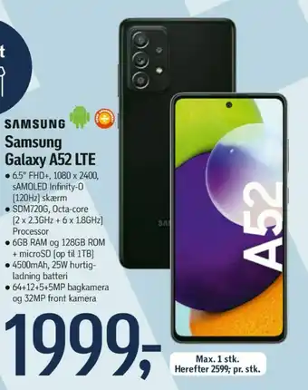 Føtex Samsung galaxy a52 lte mobiltelefon tilbud