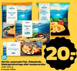 Netto Navito panerede fisk, fiskepinde, blæksprutteringe eller tempurarejer tilbud