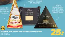 Netto Président brie, Salling Princip Cheddar eller Danablu tilbud