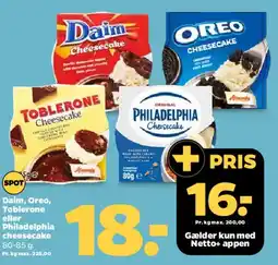 Netto Daim, Oreo, Toblerone eller Philadelphia cheesecake tilbud