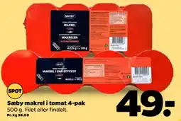 Netto Sæby makrel i tomat 4-pak tilbud