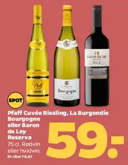 Netto Pfaff Cuvée Riesling, La Burgondie Bourgogne eller Baron de Ley tilbud