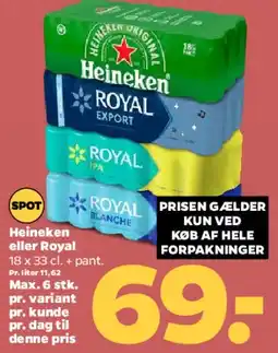 Netto Heineken / Royal (18 x 33 cl) tilbud