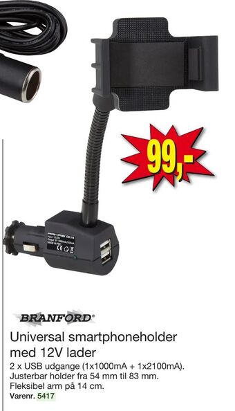 Harald Nyborg Universal smartphoneholder med 12V lader tilbud