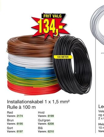 Harald Nyborg Installationskabel 1 x 1,5 mm2 Rulle à 100 m tilbud