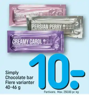 REMA 1000 Simply chocolate chokoladebar tilbud