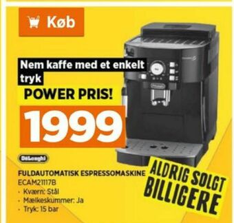 Power Delonghi espressomaskine tilbud