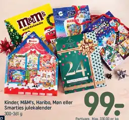 REMA 1000 Kinder, M&M's, Haribo, Møn eller Smarties julekalender tilbud