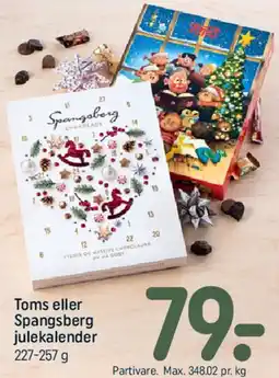 REMA 1000 Toms eller Spangsberg julekalender tilbud