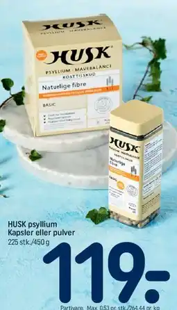REMA 1000 HUSK psyllium Kapsler eller pulver tilbud