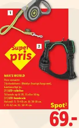 Lidl MAX'S WORLD LED-rulleline / LED-hundesele tilbud