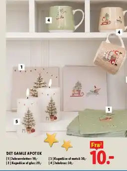 Lidl Juledekorationer og -service (servietter, kagedåser, krus, lys) tilbud