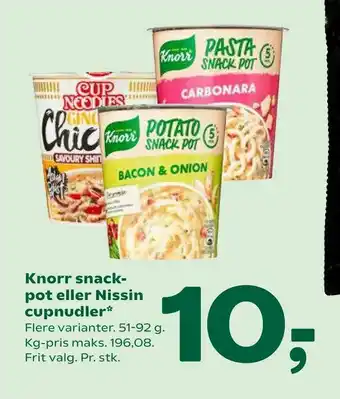 Coop 365 Knorr snack pot eller Nissin cupnudler tilbud