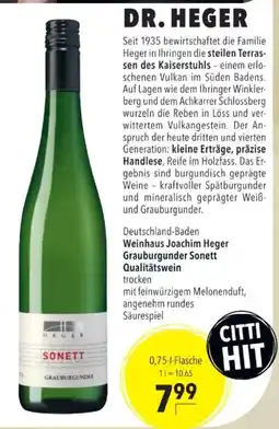 Citti Dr. Heger Grauburgunder Sonett tilbud