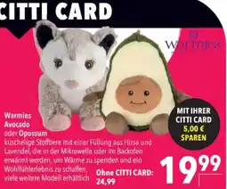 Citti Warmies Avocado oder Opossum tilbud