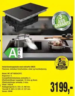 Harald Nyborg Induktionskogeplade med emhætte UM25 tilbud