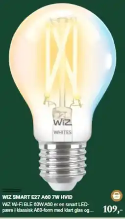 Harald Nyborg Wiz smart e27 a60 7w hvid tilbud