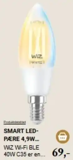 Harald Nyborg Wiz smart led-pære 40w c35 tilbud