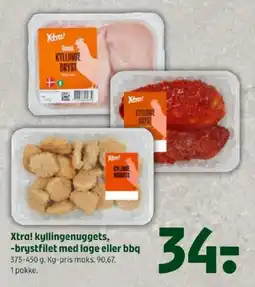 Coop 365 Xtra! kyllingenuggets, -brystfilet med lage eller bbq tilbud