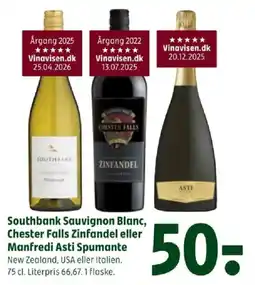 Coop 365 Southbank Sauvignon Blanc, Chester Falls Zinfandel eller Manfredi Asti Spumante tilbud