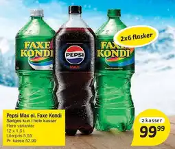 Fakta Tyskland Pepsi Max / Faxe Kondi (store flasker) tilbud