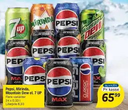 Fakta Tyskland Pepsi / Mirinda / 7UP / Mountain Dew (dåser) tilbud