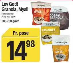 ABC Lavpris Lev Godt Granola / Mysli tilbud
