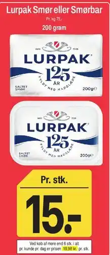 ABC Lavpris Lurpak Smør eller Smørbar tilbud