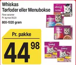 ABC Lavpris Whiskas Tørfoder eller Menubokse tilbud