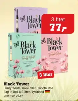 Poetzsch Padborg Black Tower Fruity White, Rosé eller Smooth Red tilbud