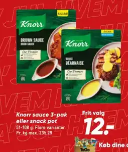 Bilka Knorr sauce 3-pak eller snack pot tilbud