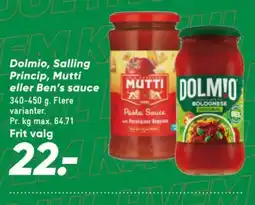 Bilka Dolmio, Salling Princip, Mutti eller Ben's sauce tilbud