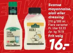 Bilka Svansø mayonnaise, aioli eller dressing tilbud