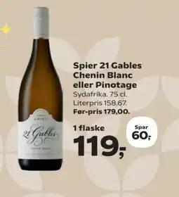 Kvickly Spier 21 Gables Chenin Blanc eller Pinotage tilbud