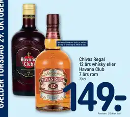 REMA 1000 Chivas Regal 12 års whisky eller Havana Club 7 års rom tilbud