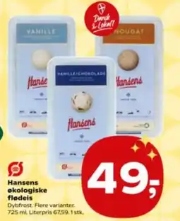Kvickly Hansens økologiske flødeis tilbud