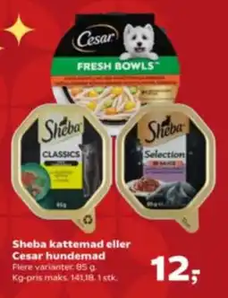 Kvickly Sheba kattemad eller Cesar hundemad tilbud