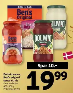 Løvbjerg Dolmio sauce, Ben's original sauce el. ris tilbud