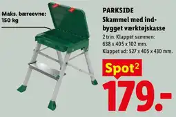 Lidl Parkside skammel med indbygget værktøjskasse tilbud