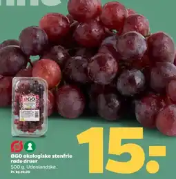Netto ØGO økologiske stenfrie røde druer tilbud