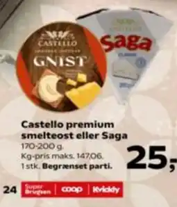 Kvickly Castello premium smelteost eller Saga tilbud