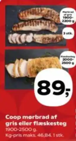 Kvickly Coop mørbrad af gris eller flæsketeg tilbud
