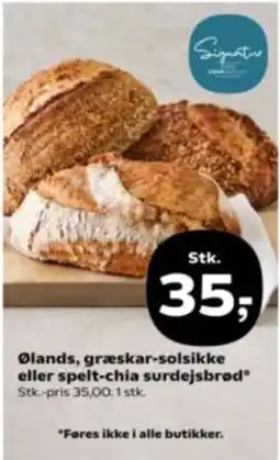 Kvickly Signatur ølands græskar-solsikke eller spelt-chia surdejsbrød tilbud